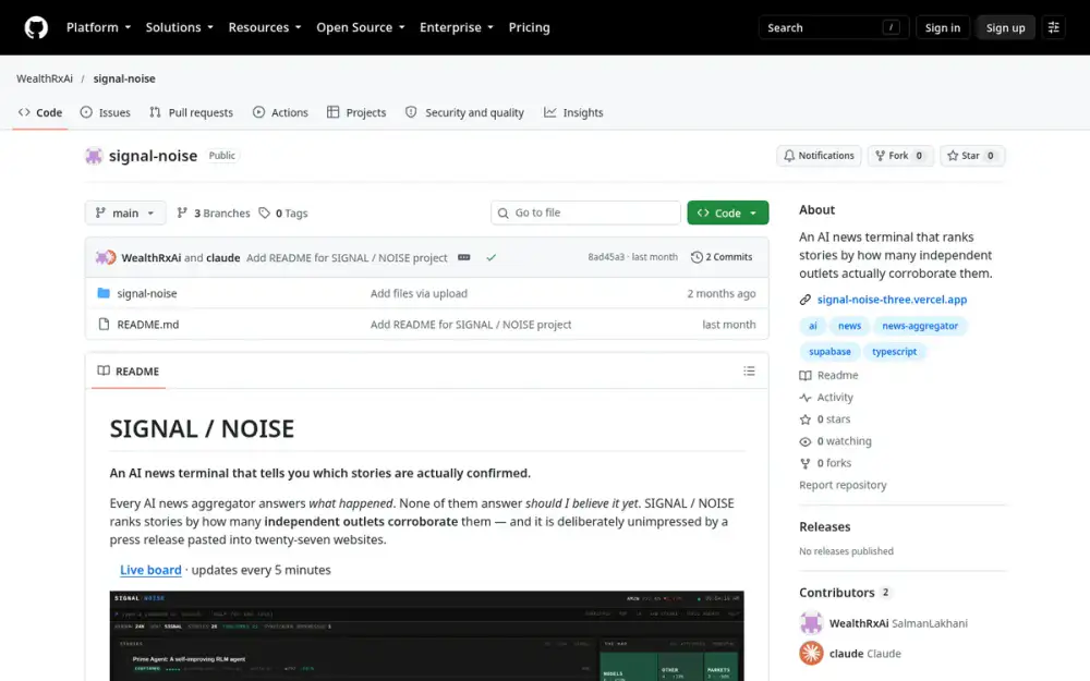 SIGNAL / NOISE research terminal